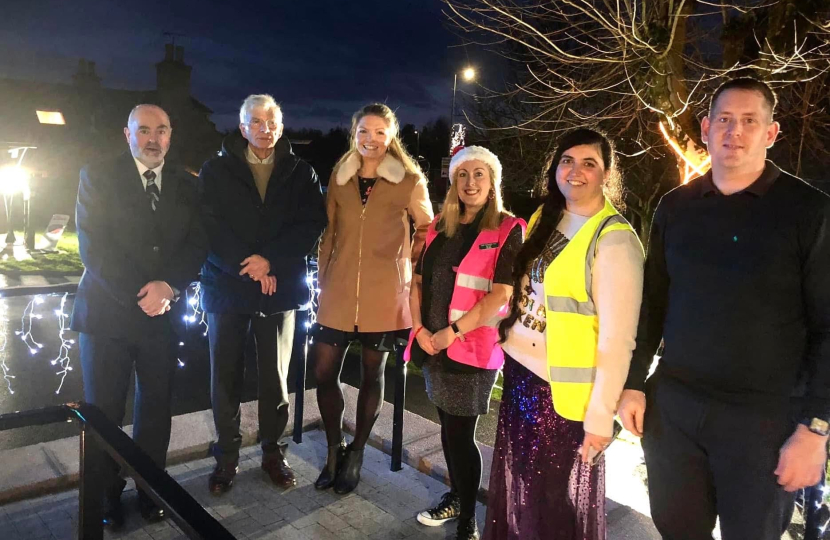 Harriet Cross MP with Cllr. Derek Ritchie and local community members